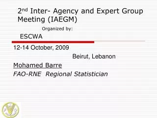 2 nd Inter- Agency and Expert Group Meeting (IAEGM) Organized by: ESCWA