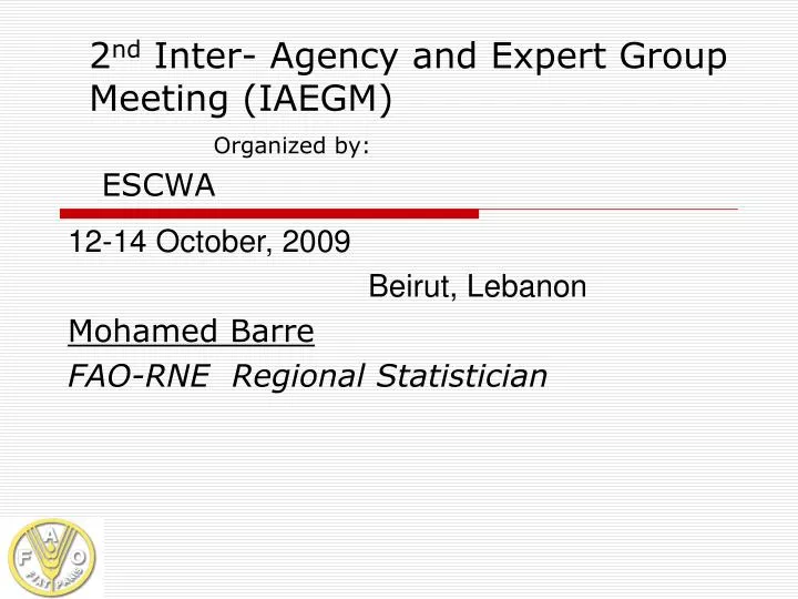 2 nd inter agency and expert group meeting iaegm organized by escwa