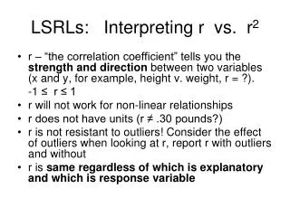 LSRLs: Interpreting r vs. r 2