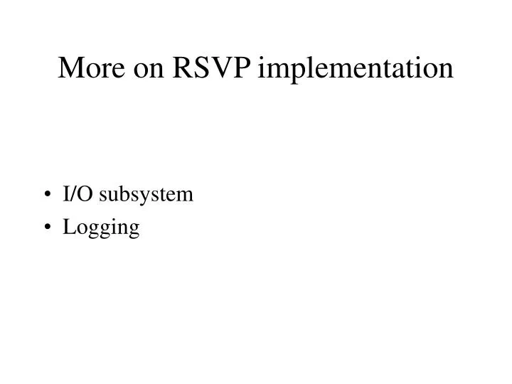 more on rsvp implementation