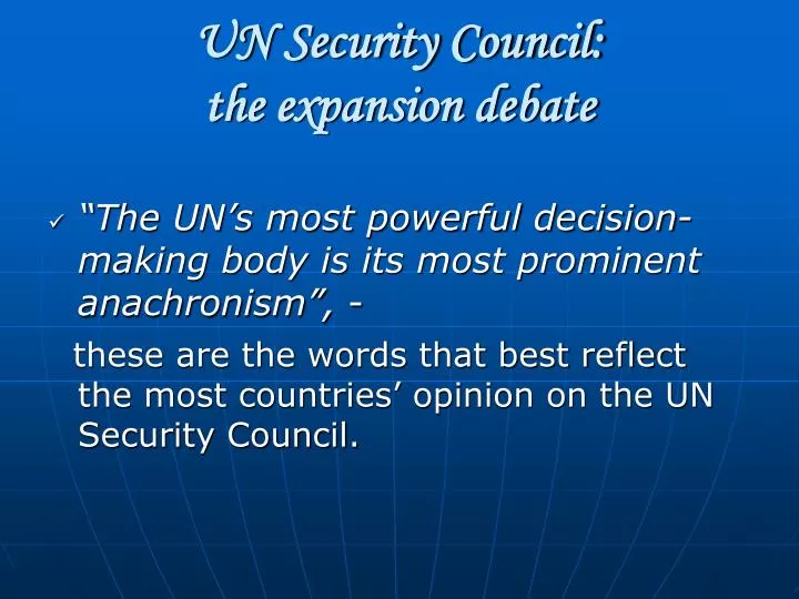 un security council the expansion debate
