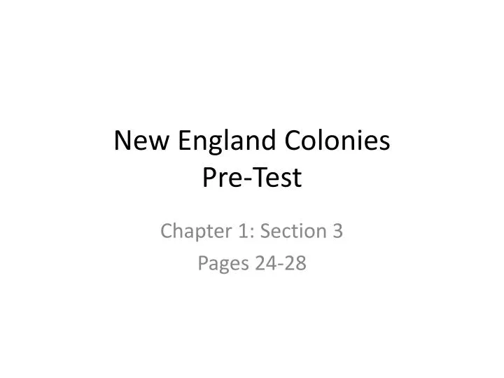 new england colonies pre test