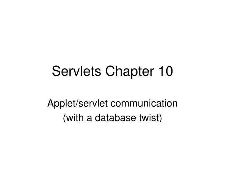 servlets chapter 10