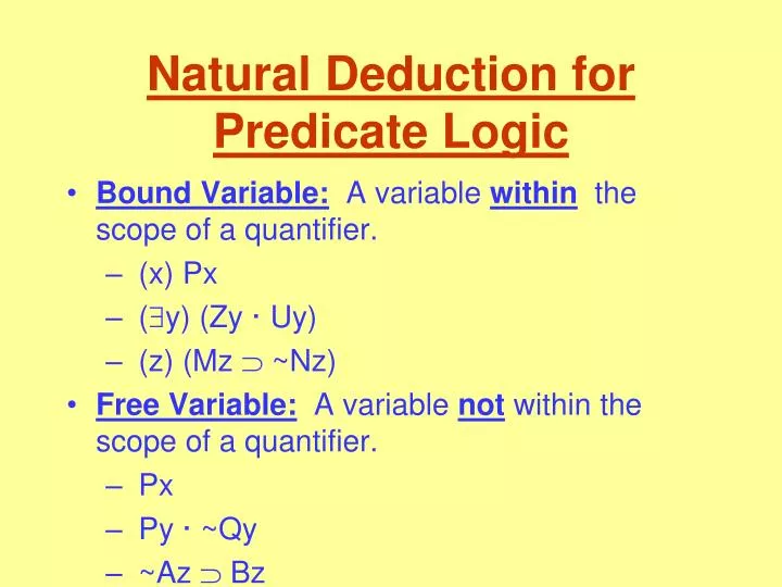 natural deduction for predicate logic
