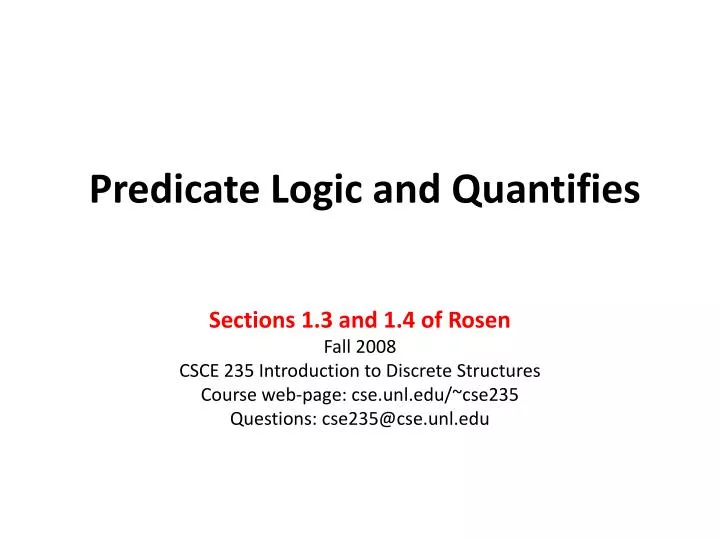 predicate logic and quantifies