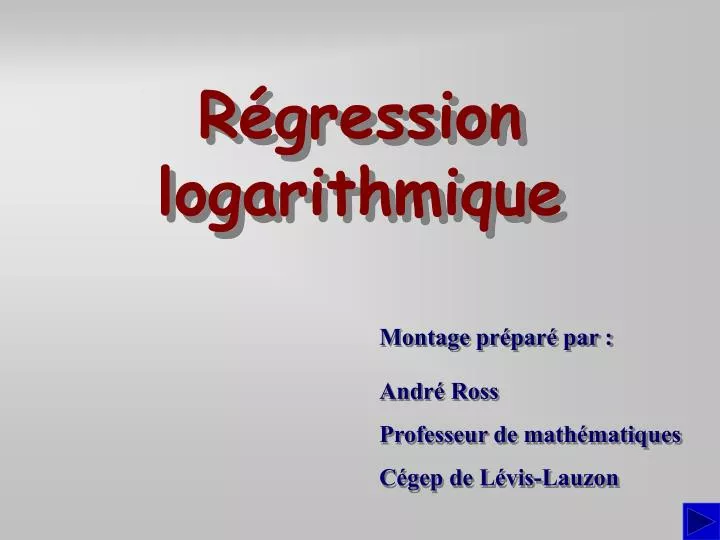 r gression logarithmique