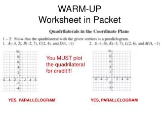 WARM-UP Worksheet in Packet
