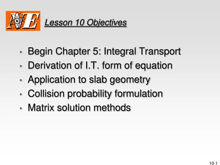 lesson 10 objectives