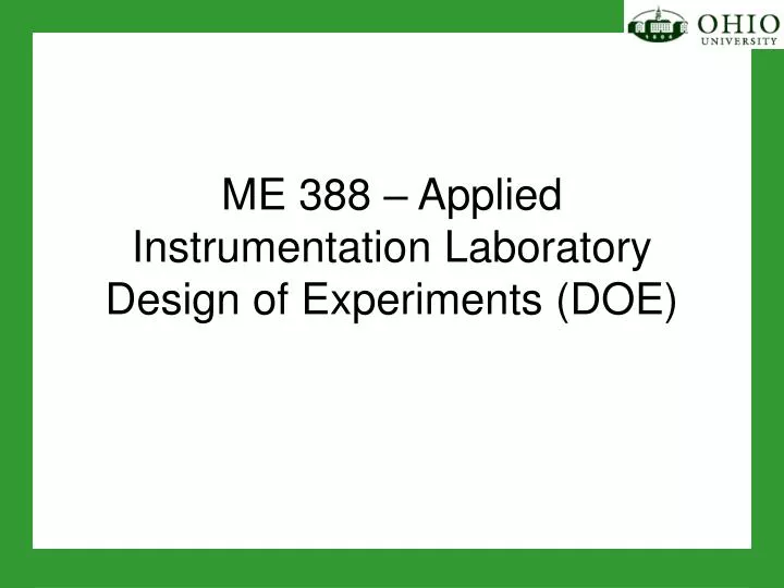 me 388 applied instrumentation laboratory design of experiments doe