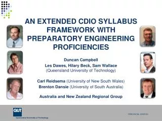 AN EXTENDED CDIO SYLLABUS FRAMEWORK WITH PREPARATORY ENGINEERING PROFICIENCIES