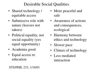Desirable Social Qualities