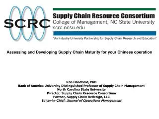 Assessing and Developing Supply Chain Maturity for your Chinese operation