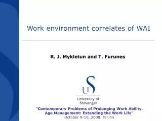 Work environment correlates of WAI