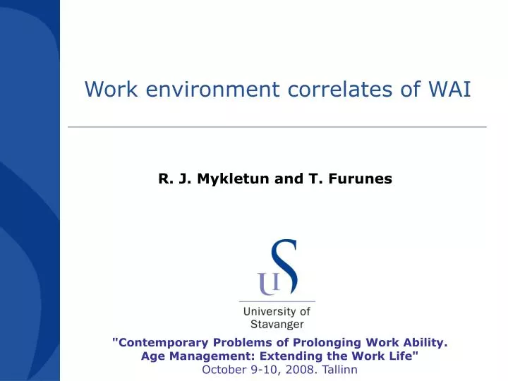 work environment correlates of wai