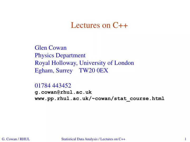lectures on c