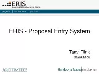 ERIS - Proposal Entry System