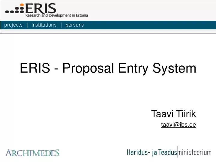 eris proposal entry system