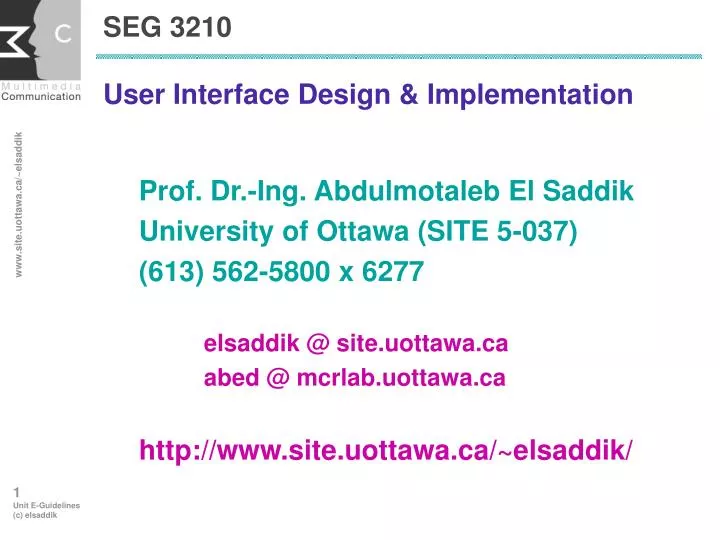 seg 3210 user interface design implementation