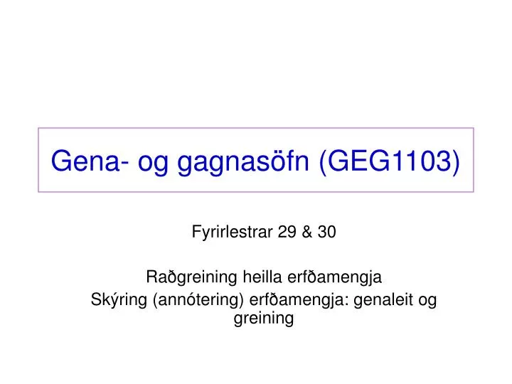 gena og gagnas fn geg1103