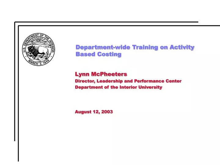 department wide training on activity based costing