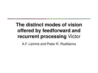 The distinct modes of vision offered by feedforward and recurrent processing Victor