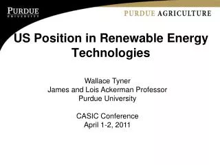 US Position in Renewable Energy Technologies