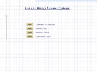 Lab 13 : Binary Counter Systems: