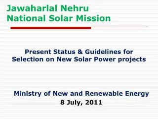 Jawaharlal Nehru National Solar Mission
