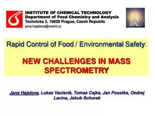 INSTITUTE OF CHEMICAL TECHNOLOGY Department of Food Chemistry and Analysis