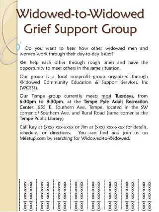 Widowed-to-Widowed Grief Support Group