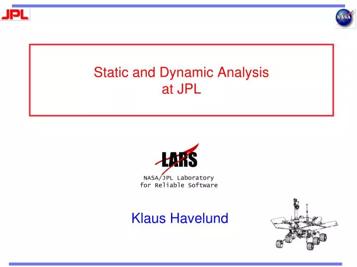 static and dynamic analysis at jpl