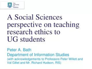 A Social Sciences perspective on teaching research ethics to UG students