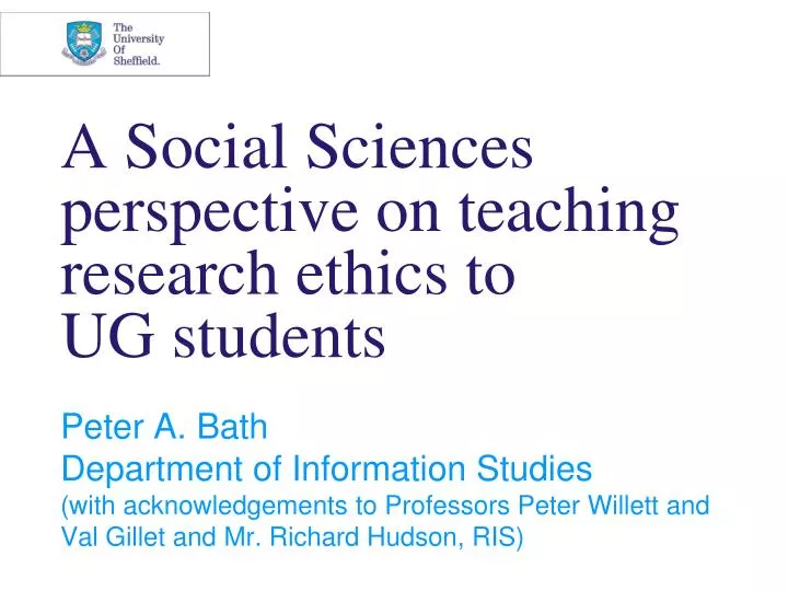 a social sciences perspective on teaching research ethics to ug students