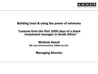 Building trust &amp; using the power of networks