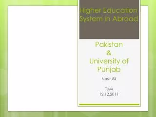 Pakistan &amp; University of Punjab