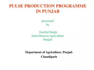 Department of Agriculture, Punjab Chandigarh