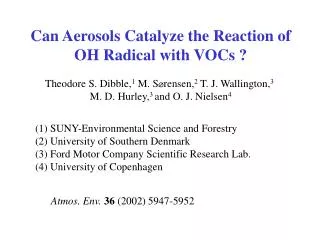 Can Aerosols Catalyze the Reaction of OH Radical with VOCs ?