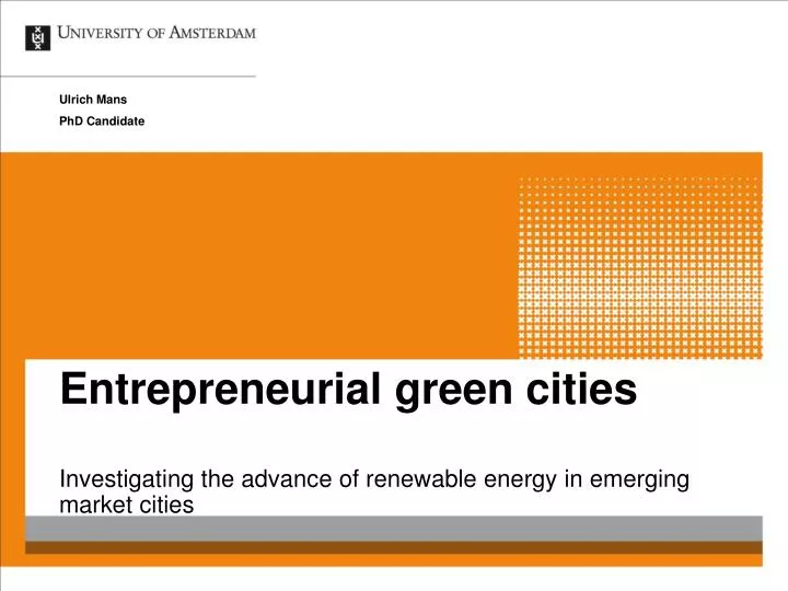 entrepreneurial green cities