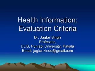 Health Information: Evaluation Criteria