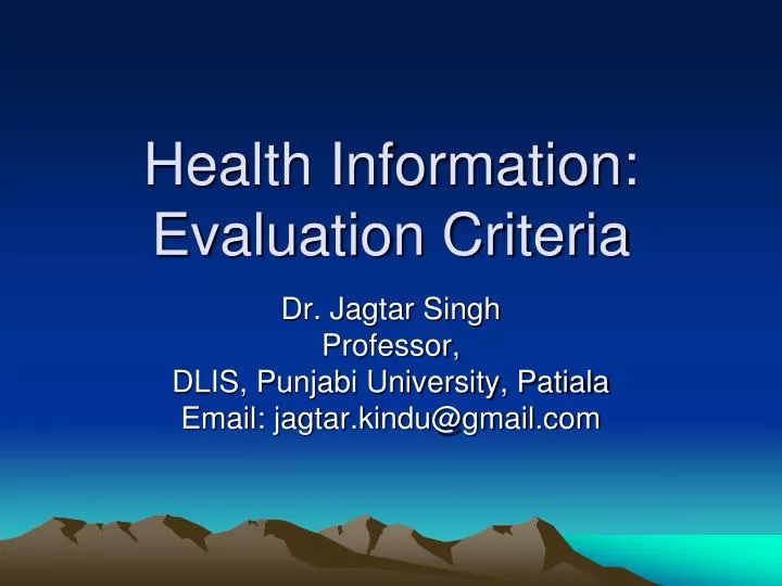health information evaluation criteria