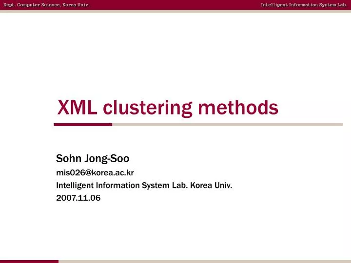 xml clustering methods