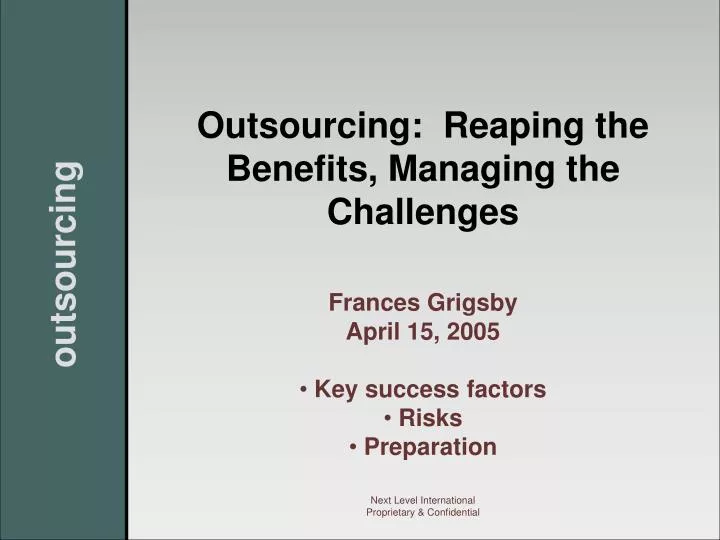outsourcing reaping the benefits managing the challenges