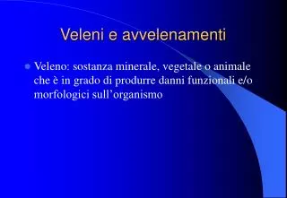 veleni e avvelenamenti