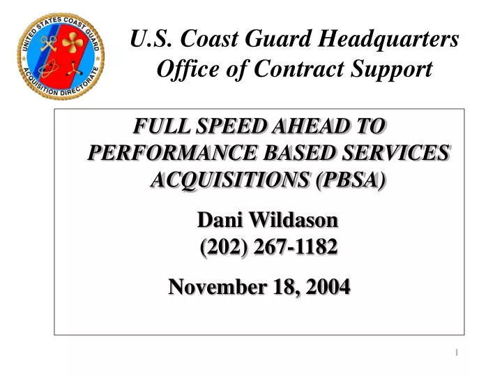 u s coast guard headquarters office of contract support
