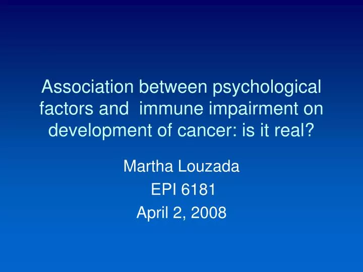 association between psychological factors and immune impairment on development of cancer is it real