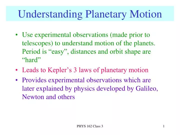 understanding planetary motion