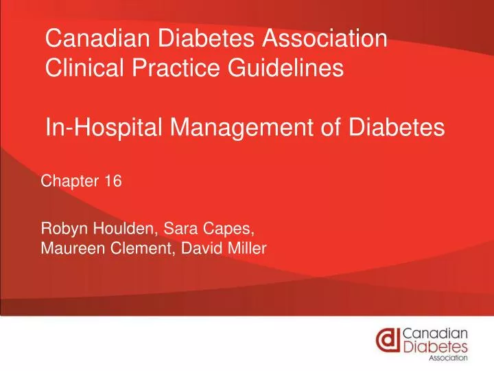 canadian diabetes association clinical practice guidelines in hospital management of diabetes