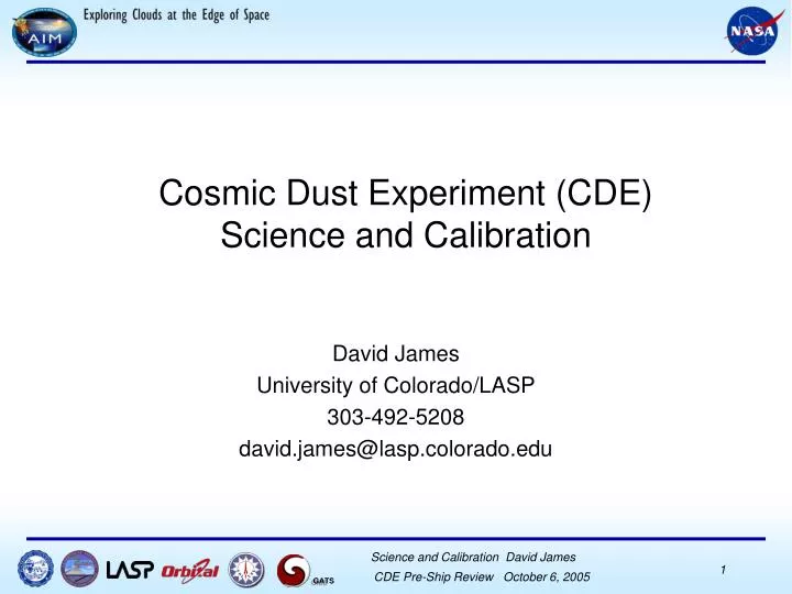cosmic dust experiment cde science and calibration