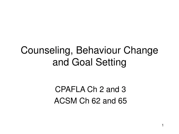 counseling behaviour change and goal setting