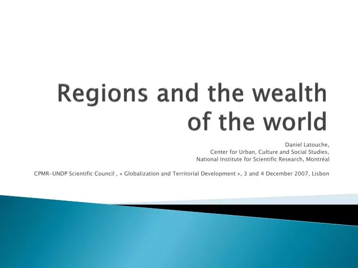 regions and the wealth of the world